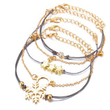 Snowflake Moon Star Bracelets Bangles Crystal Beads Rhinestone Charm Chain Rope