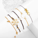 Snowflake Moon Star Bracelets Bangles Crystal Beads Rhinestone Charm Chain Rope