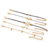 Snowflake Moon Star Bracelets Bangles Crystal Beads Rhinestone Charm Chain Rope