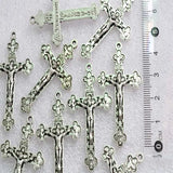 60 Pcs Vintage Cross Metal Charm Necklace Pendant Jewelry DIY Accessories