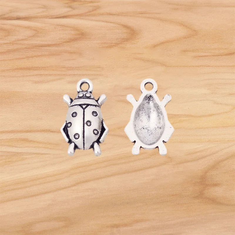 60 Tibetan Silver Insect Ladybug Bug Charms Pendants Beads DIY Earrings Necklace