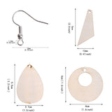 60 Unfinished Wood Earrings Pendants Teardrop Tapered Cutout DIY Crafts