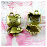 60 Pcs 22.5*14MM Antique Bronze Cat Charm DIY Jewelry Making