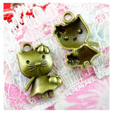 60 Pcs 22.5*14MM Antique Bronze Cat Charm DIY Jewelry Making