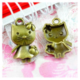 60 Pcs 22.5*14MM Antique Bronze Cat Charm DIY Jewelry Making