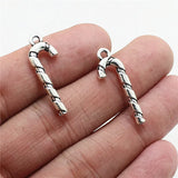 60 pcs Christmas Cane Charms Vintage Metal Zinc Alloy Jewelry Pendant