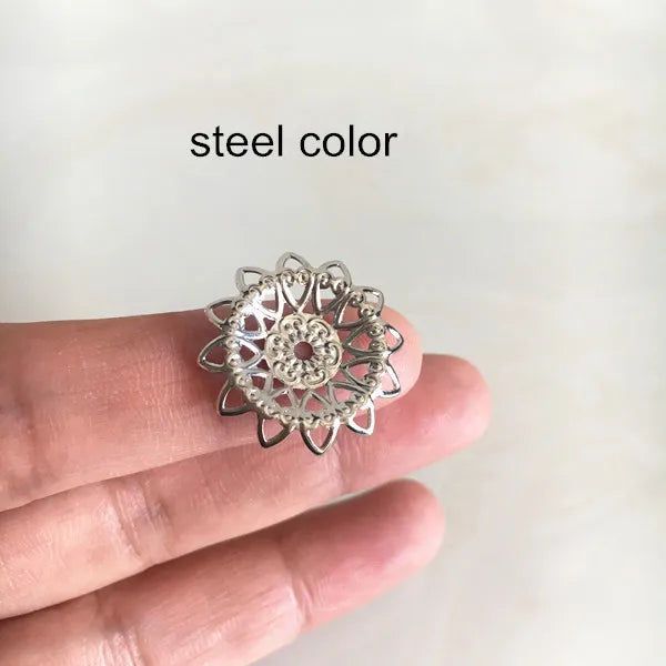 60 pcs 21mm Round Brass Filigree Bead Caps, Crafts Supplies, DIY Jewelry
