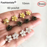 60 Small Brass Flower Bead Caps 10mm Raw Brass Bead Cap For Crafts Making