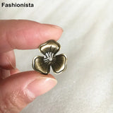 60 pcs 3 Leaves Flower Bead Caps 17mm Brass Stamping Gold Silver Bronze