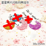 60 pcs Resin Moon Necklace Charms Glitter Moon Keychain Pendant DIY Decor