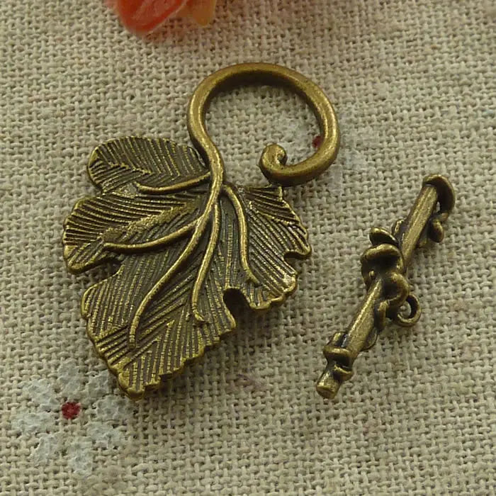 60 Sets Bronze Plated Leaves Clasps 24x8`37x23mm #3016