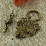 60 Sets Bronze Plated Leaves Clasps 24x8`37x23mm #3016