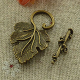 60 Sets Bronze Plated Leaves Clasps 24x8`37x23mm #3016