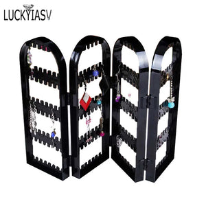 Plastic Earrings Studs Display Rack Folding Screen Earring Jewelry Stand Holder