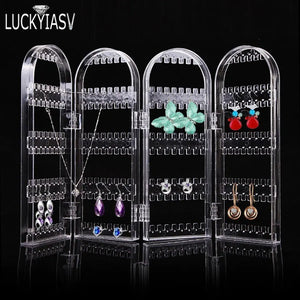 Plastic Earrings Studs Display Rack Folding Screen Earring Jewelry Stand Holder