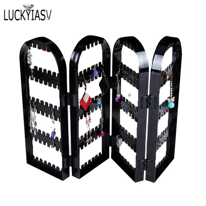 Plastic Earrings Studs Display Rack Folding Screen Earring Jewelry Stand Holder