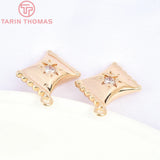 4PCS 9x12MM 24K Brass with Zircon Candy Charms Pendants