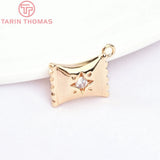 4PCS 9x12MM 24K Brass with Zircon Candy Charms Pendants