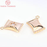 4PCS 9x12MM 24K Brass with Zircon Candy Charms Pendants