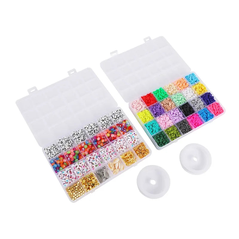 DIY Clay Heishi Beaded Bracelet Set with Letter Beads