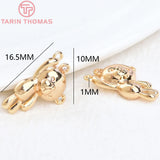 4PCS 10x16.5MM 24K Brass Zircon Small Bear Pendants DIY Jewelry Findings
