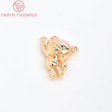 4PCS 10x16.5MM 24K Brass Zircon Small Bear Pendants DIY Jewelry Findings