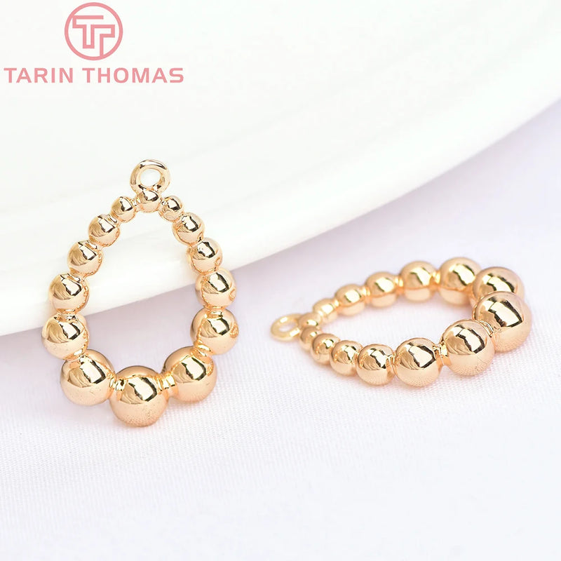6PCS 14x17.5MM 24K Brass Water Droplets Charms Pendants