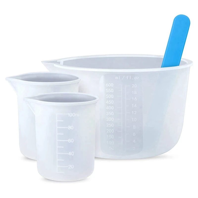 Resin Mixing Kit: 600Ml Cups, 100Ml Measuring Cups, Stir Stick
