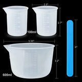 Resin Mixing Kit: 600Ml Cups, 100Ml Measuring Cups, Stir Stick