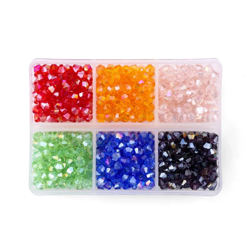 600PCS 4mm Plated Crystal Beads Jewelry Making Bicone Spacer Beads