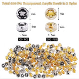 600Pcs Transparent Acrylic Beads Flat Round Moon Heart Flower Star Mixed 7x4mm