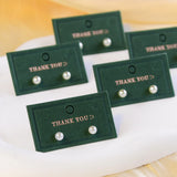 Dark Green Cardboard Display Card with Silver Foil for Jewelry Earrings