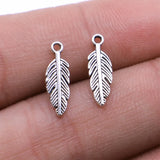 600pcs Feather Charm Pendant Metal Jewelry Making Antique Silver