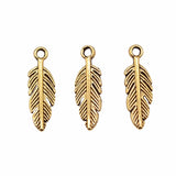 600pcs Feather Charm Pendant Metal Jewelry Making Antique Silver