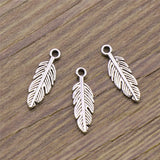 600pcs Feather Charm Pendant Metal Jewelry Making Antique Silver