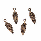 600pcs Feather Charm Pendant Metal Jewelry Making Antique Silver