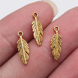 600pcs Feather Charm Pendant Metal Jewelry Making Antique Silver