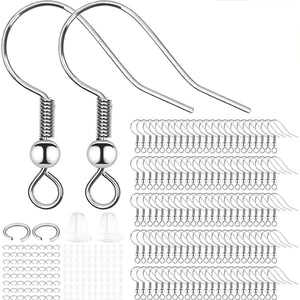 600pcs Stainless Steel Earring Clasp Kit Hypoallergenic Earwire Hooks & St