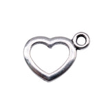 600pcs Hollow Heart Charms DIY Jewelry Findings Antique Silver Alloy Charms
