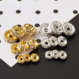 600pcs Iron & Brass Rhinestone Spacer Beads Clear 6~10x3~4mm Mixed