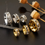 600pcs Iron & Brass Rhinestone Spacer Beads Clear 6~10x3~4mm Mixed