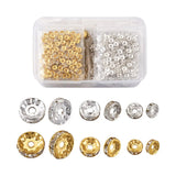 600pcs Iron & Brass Rhinestone Spacer Beads Clear 6~10x3~4mm Mixed