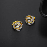 Customizable Synthetic Zircon Leaf Earrings