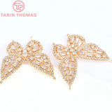 26.5x25.5MM 24K Brass Zircon Butterfly Pendants DIY Jewelry Findings
