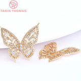 26.5x25.5MM 24K Brass Zircon Butterfly Pendants DIY Jewelry Findings