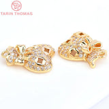 4PCS 10.5x14MM 24K Brass Zircon Money Bag Charms Pendants