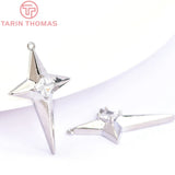 4PCS 17.5x30MM 24K Brass Zircon Star Charms Pendants DIY Jewelry Findings