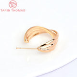 4PCS 24x21MM 24K Brass Circle Stud Earrings for Jewelry Making