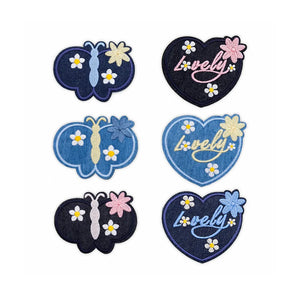 Butterfly & Heart Embroidery Patch Iron-On for Garments