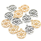 60PCS 13*16mm 2Color Round Kaleidoscope Flower Charms Plant Pendants